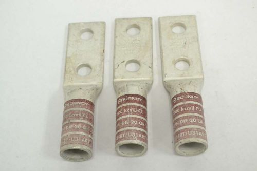 Lot 3 burndy ya34-2n u34rt/u31art brown die 20 2 hole copper crimp lug b366602 for sale