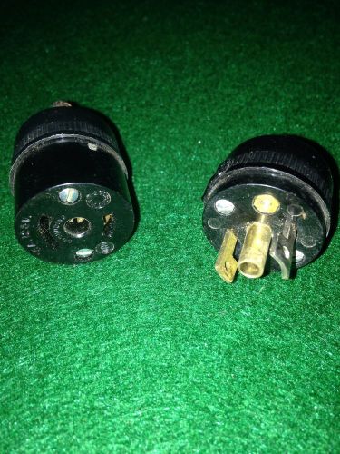 Vintage Hubbell Turn and Pull Twist Lock Set 1 Male and 1 Female 15A 125V