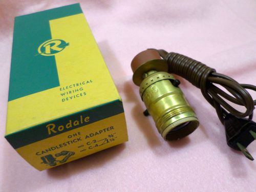 VINTATGE RODALE Light Socket Candlestick Adapter MINT IN ORIGINAL BOX