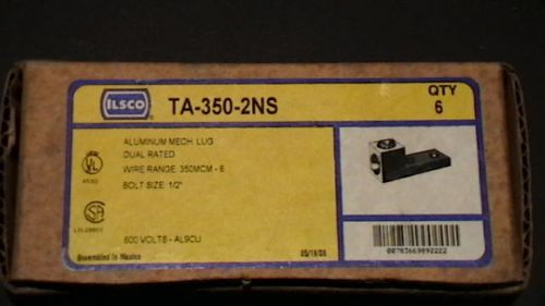LOT OF  6 ILSCO Aluminum Lug TA-350-2NS, 350MCM-6, AL9CU   NEW