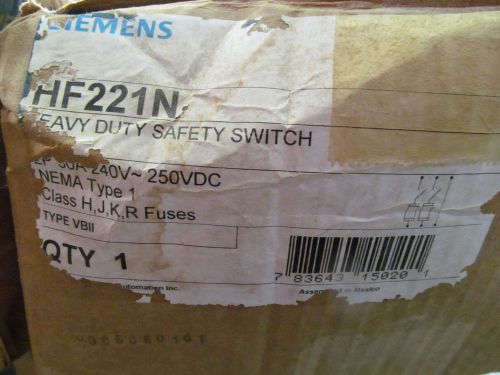 Siemens HF221N Disconnect 30 Amp 240 V 2 Pole Fusible
