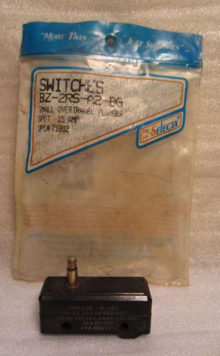 Selecta bz-2rs-a2=bg 15 amp 250-480 vac small over travel plunger micro switch for sale