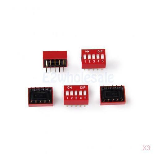 3x 5pcs 5P 5 Position DIP Switch 2.54mm Pitch 2-Row 10-Pin Slide Switch Red