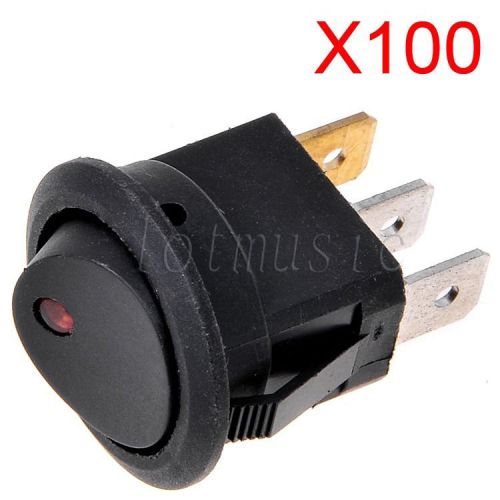 100*Snap In Round LED Rocker Indicator Switch 3 Pin On/Off