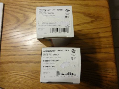 Cooper wiring device  single pole switch ah1221bk (set of 2)  new for sale