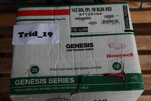 NEW HONEYWELL GENESIS 14/2 SOLID FPL FIRE ALARM WIRE RLBX RED 1000FT