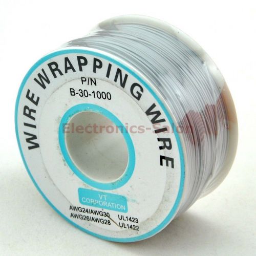 One Roll White 30AWG Wire Wrapping Wire, Tinned Copper Solid, PVC insulation.