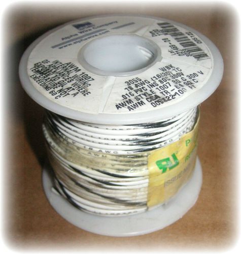 Wire, hook-up, 18 awg (16/30), pvc, white / black, 100&#039; (alpha #3055wb005)(new) for sale