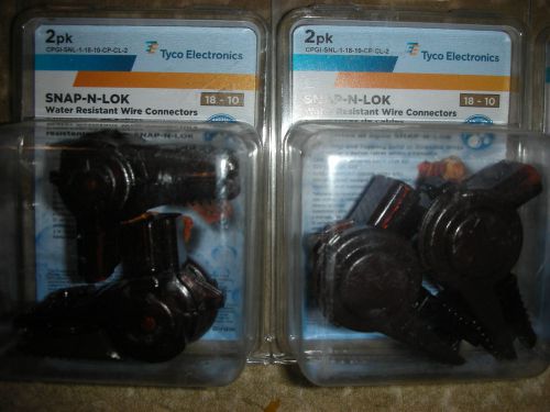 36 packs of 2 tyco water resistant snap-n-lok wire connectors brown for sale