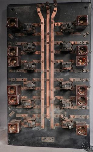 Antique steam punk frankenstein porcelain copper slate fuse box panel laganke for sale