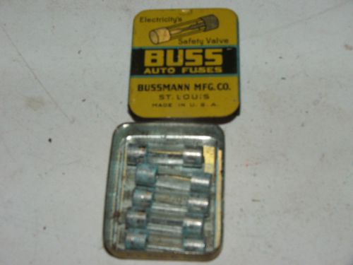 BUSS GLASS TUBE AUTO FUSES, 5 FUSES IN 1 TIN: 7AG-6 Amps; Fast Shipping
