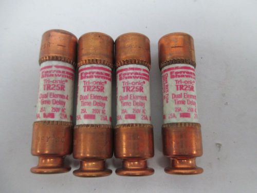 Lot 4 new ferraz tr25r 25a amp 250v-ac dual element time delay fuse d276291 for sale