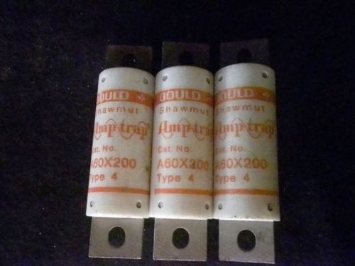 lot of 3, Gould  amp trap #A60-200, 200amp fuses NEW