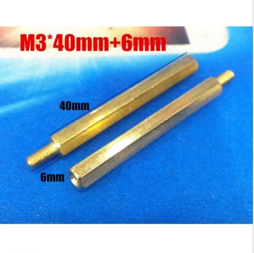 100pcs New Brass Hex Stand-Off Pillars Male to Female 40+6mm M3 Good Quality