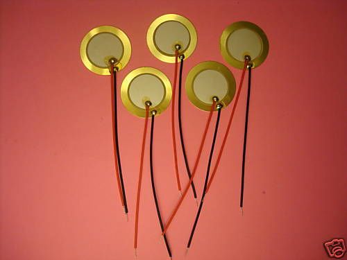 5 prewired 27mm piezo disc / element / contact mic for sale