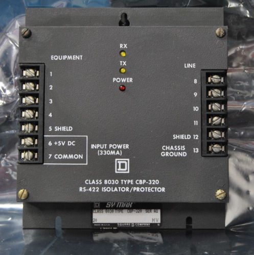 SQUARE D SY/MAX RS-422 ISOLATOR / PROTECTOR 8030 CBP-320 PLC