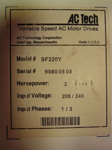 AC Tech SF220Y 1/3PH 208-240V 2HP VFD