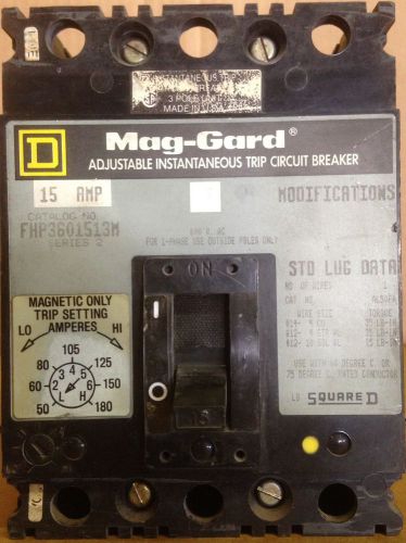 CIRCUIT BREAKER SQUARE D FHP3601513M 600 VAC 15AMP