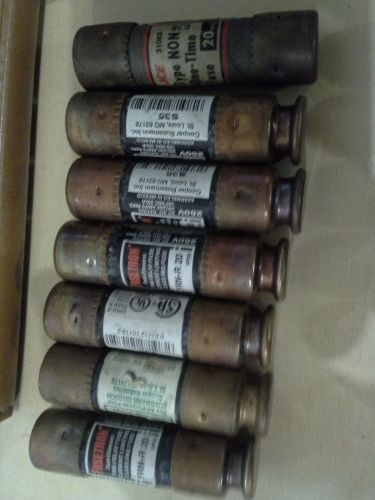 Lot of 6 bussmann time delay fuse frn-r20 frnr20 + 1 non time delay 20 amp for sale