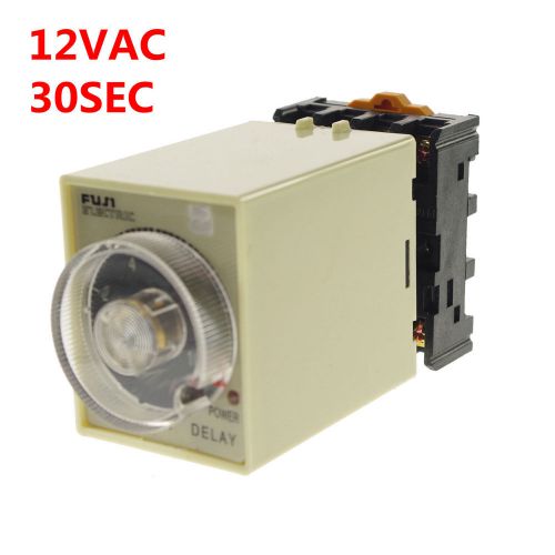 1PCS 1A 12VAC Power off delay Time Relay 0-10 Seconds Socket Base ST3PF
