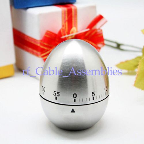 New stainless steel egg shape timer kitchen mechanical cooking 60 minutes silver for sale
