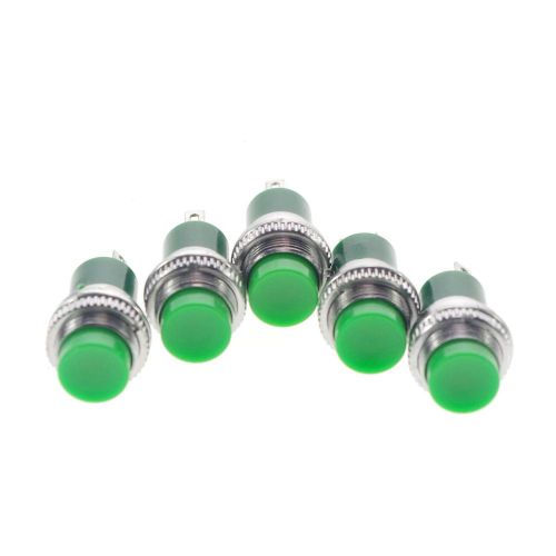 2 x Green 2 Pin SPST  2A 125VAC 12mm Hole NO Momentary Push Button Switch