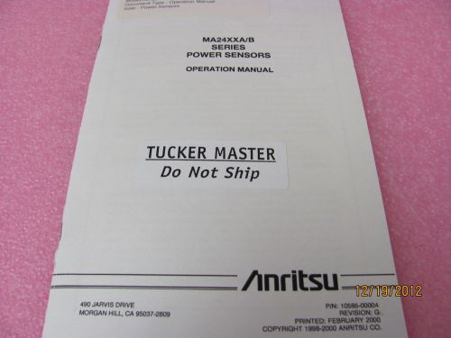 ANRITSU MA24XXA/B Series Power Sensors - Operation Manual - Revision G