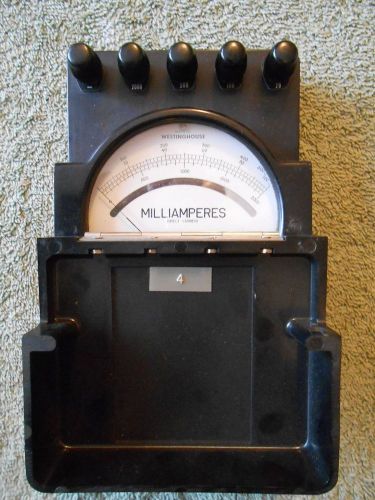 Vtg. Westinghouse DC Milliamperes Meter 0-2000mA Scale - Type PIX-14