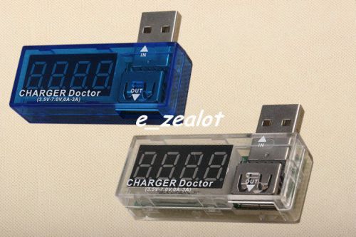 2pcs Translucent+blue USB Current/voltage Tester Detector ammeter (each 1pcs)