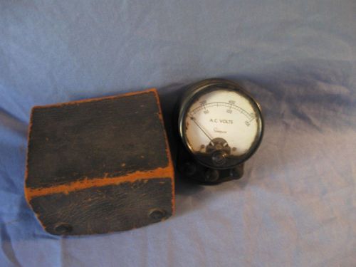 Vintage Simpson Electric Round Model 381 Voltmeter w/ Case