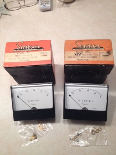 Two vintage Simpson amperage meters model 1359, 50 amp and 75 amp