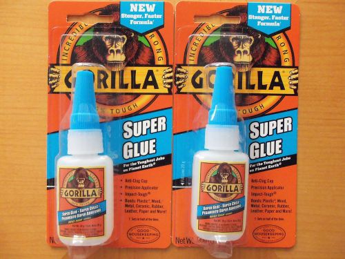 2-pack  GORILLA Super Glue NEW Stronger Faster Formula .71 oz per bottle  FRESH