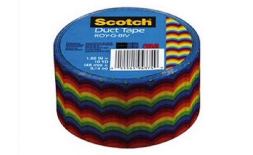 3M Scotch 1.88&#034; x 10 YD Roy-G-BIV Rainbow Duct Tape 910-RBW-C