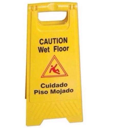 Wet Floor Caution Sign - 24&#034; Height X 12&#034; Wide Plastic Yellow - PLWFC024