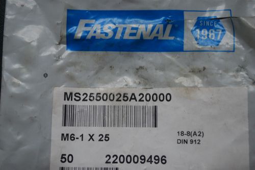Lot of (45)  m6-1 x 25mm fastenal stainless allen cap bolts 912 18-8 (a2) for sale