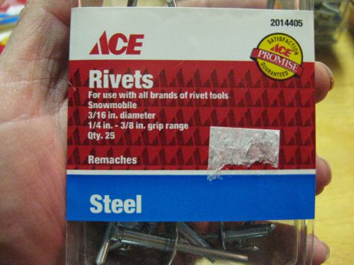 25 ACE Hardware Steel Rivets 3/16&#034; Diameter 1/4-3/8 Grip Range  2014405