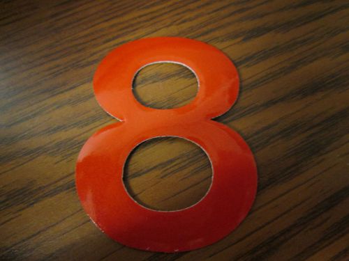 8 (eight), adhesive fire helmet numbers, red/orange, lot of 16, new for sale