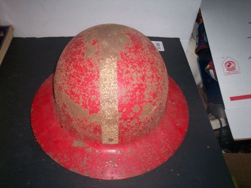 Red fireman&#039;s fire fighter helmet vintage  metal nyfd for sale