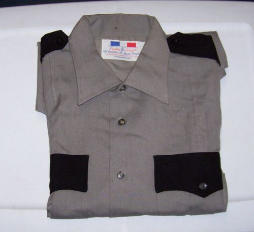 FLYING CROSS UNIFORM SHIRT GREY WITH BLACK EPAULETS/FLAPS SIZE M * FREE SHIP