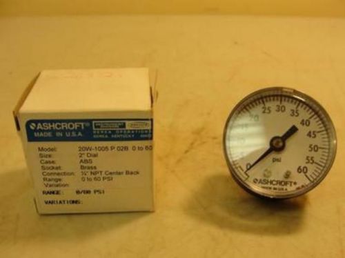 12692 New In Box, Ashcroft 20W-1005 P 02B Pressure Gauge