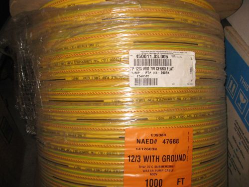 12-3 with ground  submersible pump cable 1000&#039; reel cerro naed 47688 for sale