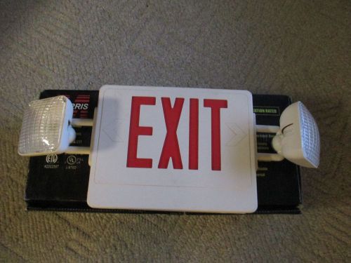 Emergency exit light morris #73030 white case with red led exit light &amp; arrows for sale