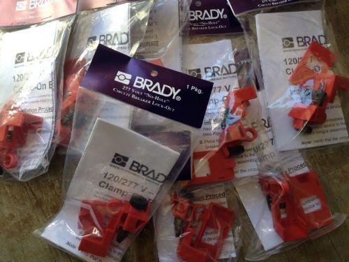 Lot of 8 new brady 65396 277 volt &#034;no-hole&#034; circuit breaker lock-out clamp out for sale