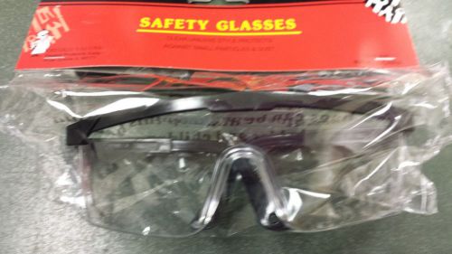 SAFETY GLASSES CLEAR HARD PLASTIC BLACK FRAME CLEAR UNILENS STYLE