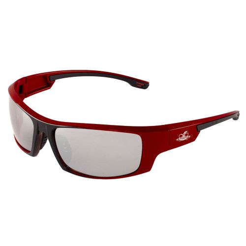 Bullhead BH9117 Dorado Safety Glasses - Red/Black Frame - Silver Mirror Lens