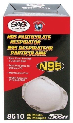 12 boxes of sas 8610 n95 respirator case of 240 mask for sale