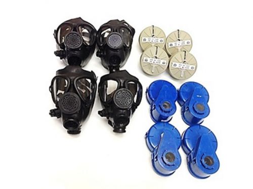 4 M-15 Survival Gas Masks Family Upgraded Kit - W/ 40 Mm Nbc Filter