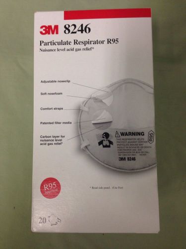 Box of 20 3M™ Particulate Respirator 8246, R95, with Nuisance Level Acid Gas Rel