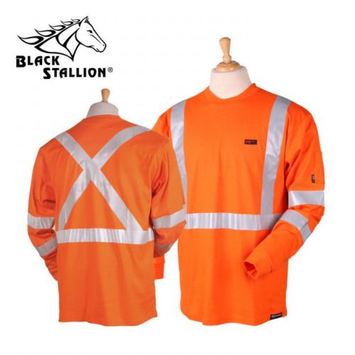 Black stallion fr cotton t-shirt - limited wash safety orange long sleeve - xl for sale