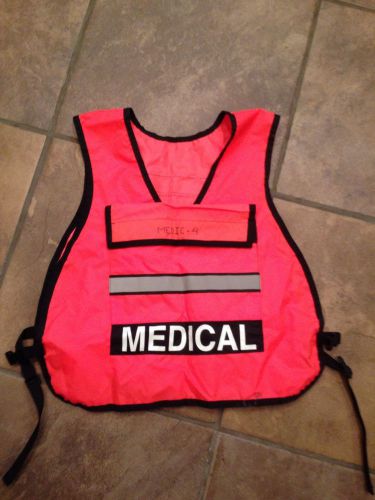 Emt ems medical medic utility high visibility traffic equipment vest orange lg for sale